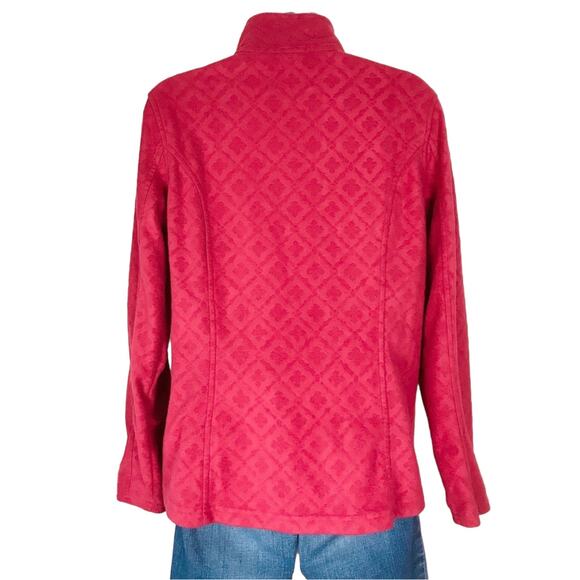 Lands’ End Textured Print Fleece Full ZIP Jacket - Picture 2 of 6